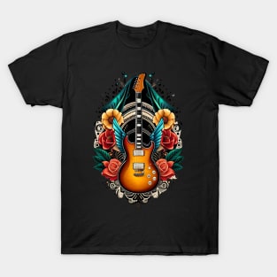 Electric guitar brown with wings 7 T-Shirt